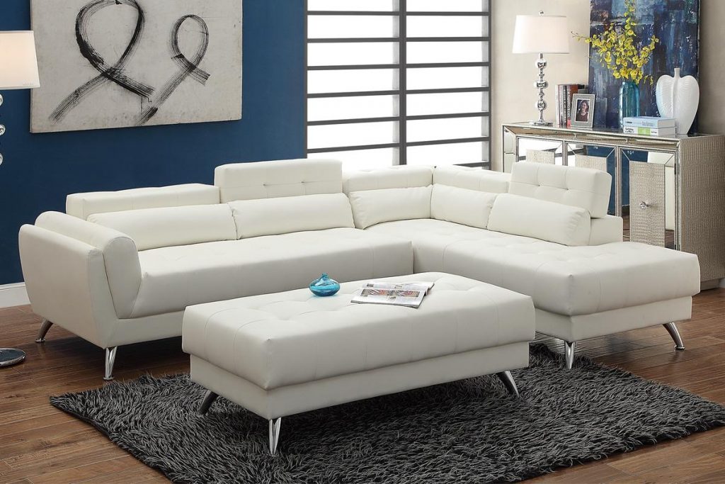 fabric-covered ivory sofa